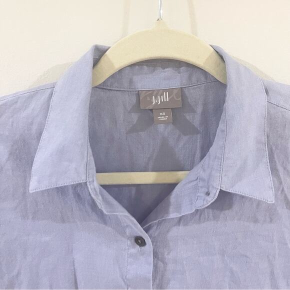 J. Jill button front linen blend shirt womans blouse size XS lavender blue - Picture 2 of 6